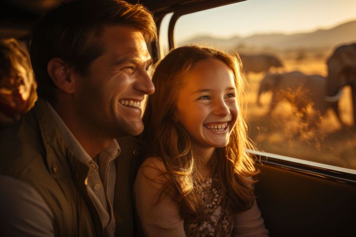 Father & daughter on safari, Zambia family safari ideas